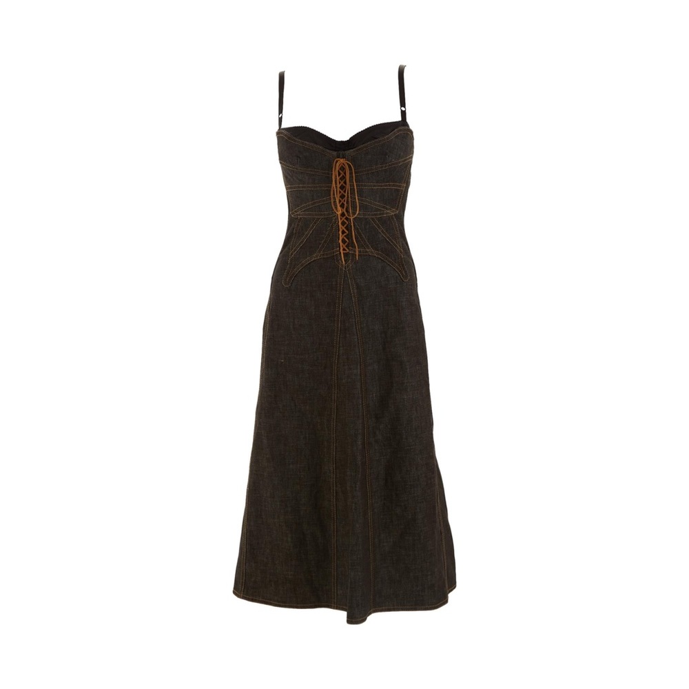 Elegant Black Dress with Brown Accents - Picture 1 of 7